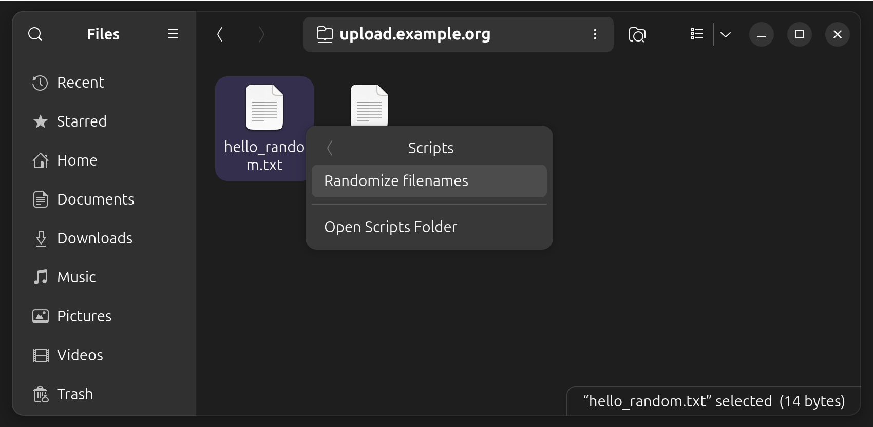 File listing in the upload endpoint